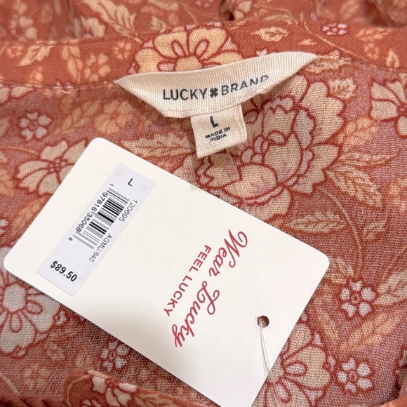 Lucky brand floral, long sleeve peasant top NWT - Picture 3 of 6